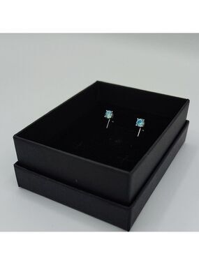 0.5ct Moissanite Earrings in Sea Blue